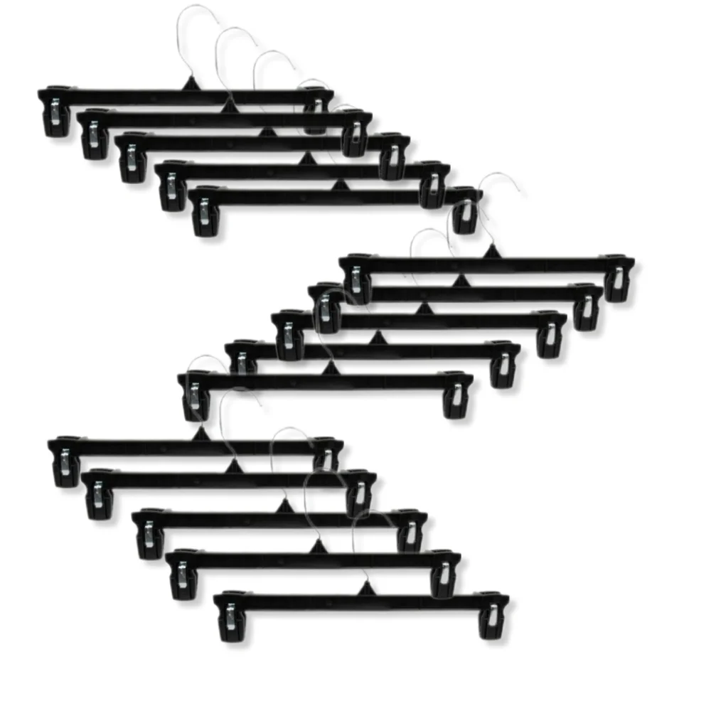 Black Recycled Plastic Adjustable Clip Hanger 15pk